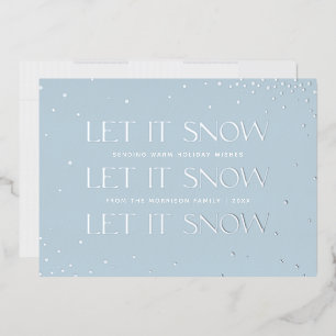 Foil Let it Neige Carte photo de vacances - Bleu