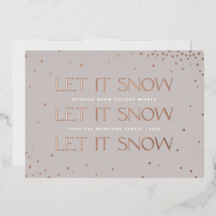 Foil Let it Neige Carte photo de vacances - Taupe