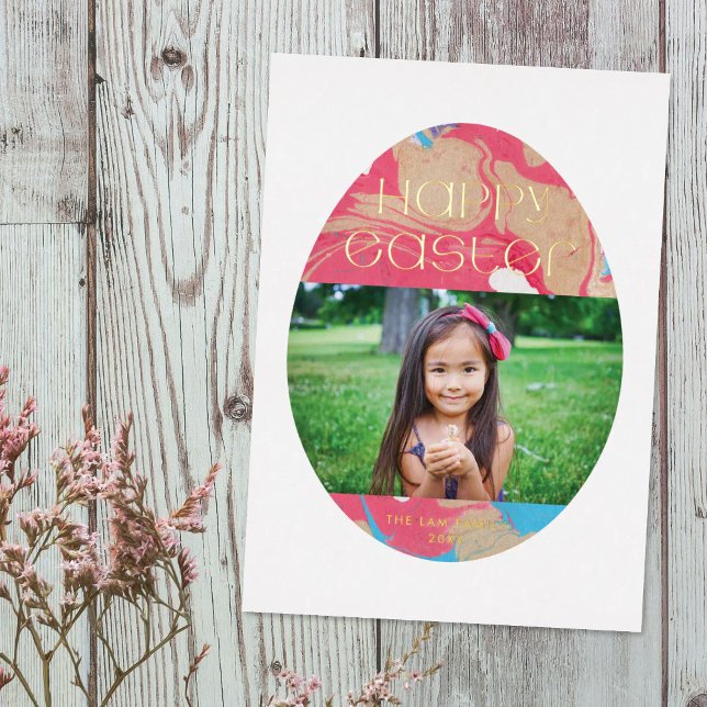 Foil Marbré Oeuf de Pâques Carte photo de vacances (Créateur téléchargé)