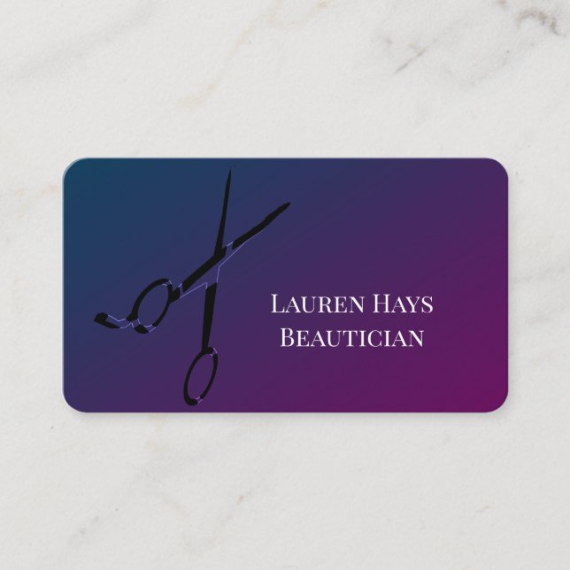 Foil Métal Noir Salon Cartes de visite de cheveux (Devant)