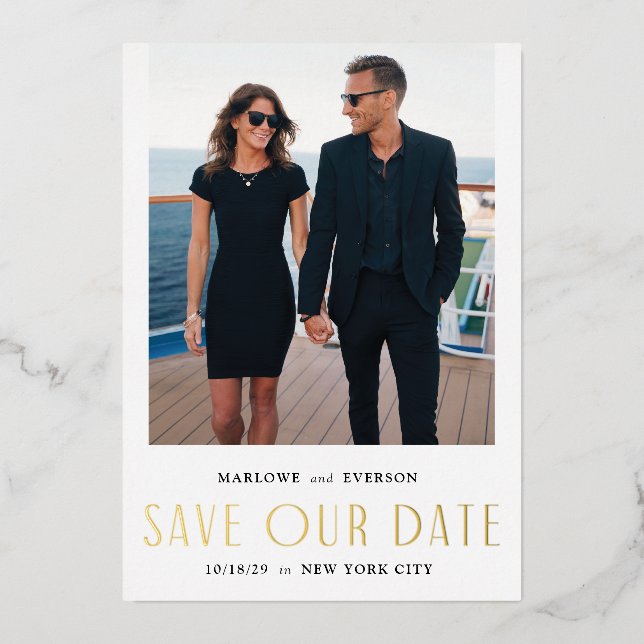 Foil Modern Elegance Photo Enregistrer la carte Da (Recto)