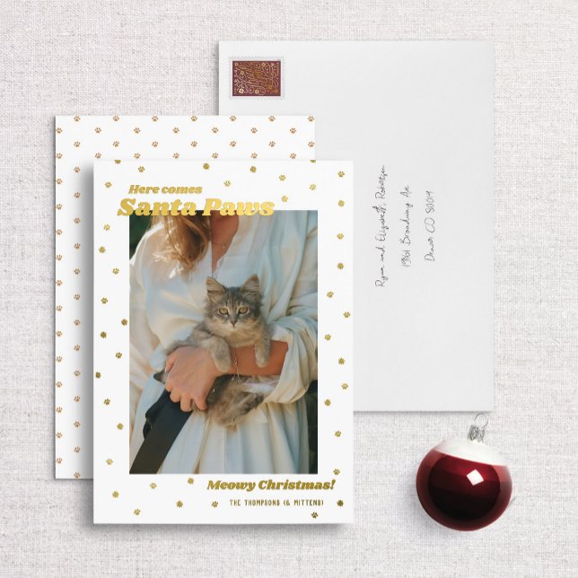 Foil Père Noël Paws Meowy Carte photo de chat de N (Créateur téléchargé)
