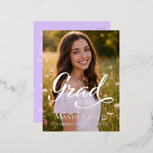 Foil Photo Graduation Announcement and Invitation (Recto/Verso)