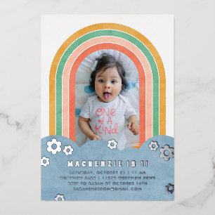 Foil Retro Rainbow Invitation d'anniversaire de l'