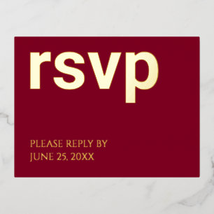 Foil RSVP Bourgogne Stylish Repas Choix Carte Post