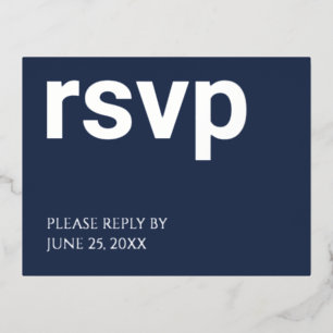 Foil RSVP Navy Blue Stylish Repas Choix Carte post