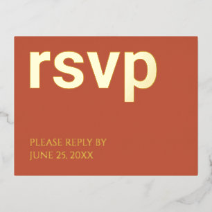 Foil RSVP Terracotta Stylish Repas Choix Carte Pos
