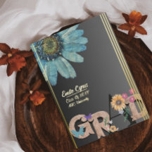 Foil Script Faire-part de graduation florale rétro