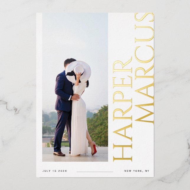 Foil Side Names Photo moderne Enregistrer la carte (Recto)