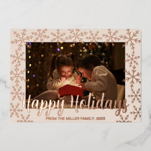 Foil Snowflakes Joyeux Carte photo de vacances