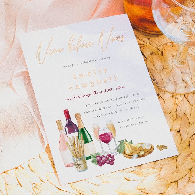 Foil Vino avant Vœux Invitations de Fête de Fiança (Card Front Mock-up)
