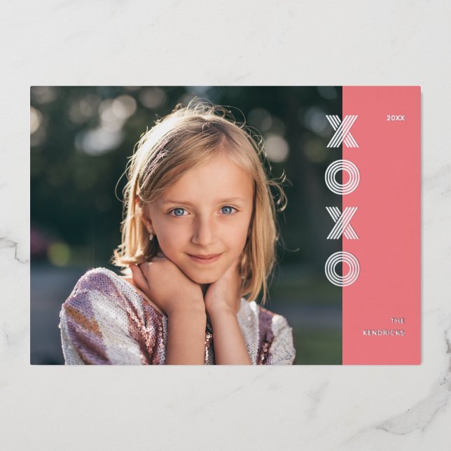 Foil XOXO Carte photo de la Saint Valentin - Bubbl (Recto)