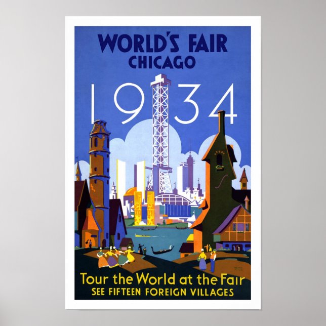 Foire mondiale de Chicago 1934 Poster vintage (Devant)