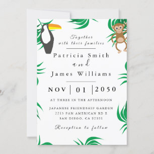 Foliage argent Faire-part de mariage d'oiseaux