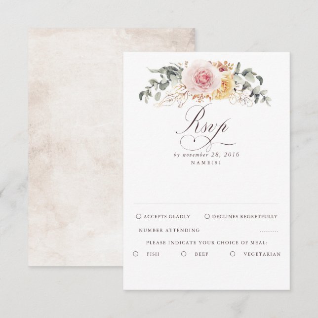 Foliage coloré Boho mariage RSVP (Devant / Derrière)