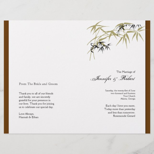 Foliage d'automne dans le programme de mariage Bro (Devant)