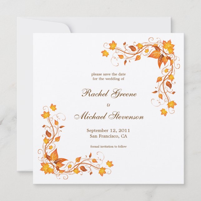 Foliage d'automne Enregistrer la date Carte Mariag (Devant)