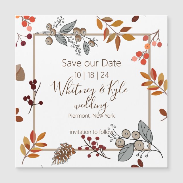 Foliage d'automne Mariage Enregistrer la date Cart (Devant)