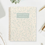 Foliage de couleur beige et de tige doux Nom perso<br><div class="desc">Planificateur en spirale sur mesure avec motif en feuillage élégant et naturel,  avec nom personnalisé sur arrière - plan beige doux.</div>
