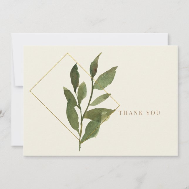 Foliage en crème simple et Merci Mariage or (Devant)