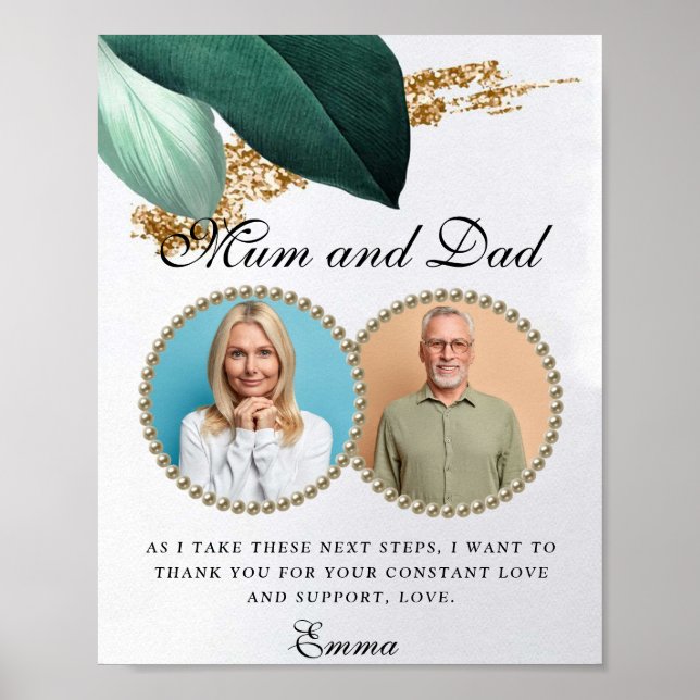 Foliage Glitter Parents of the Bride Gift Poster (Devant)