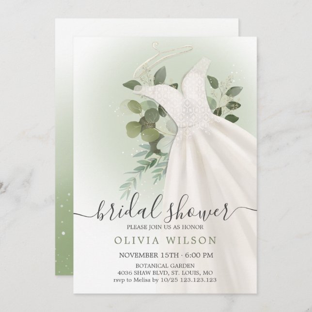 Foliage Mariage robe nuptiale douche Invitation (Devant / Derrière)