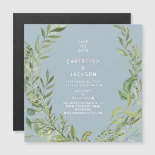 Foliage Moderne Faire-Part de Mariage Bleu Poussié