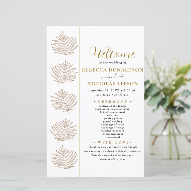 Foliage Script Programme de mariage minimal (Debout devant)
