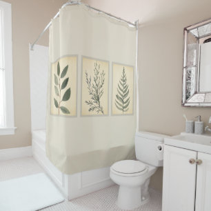 Foliage Vert Neutre Beige Douche Rideau