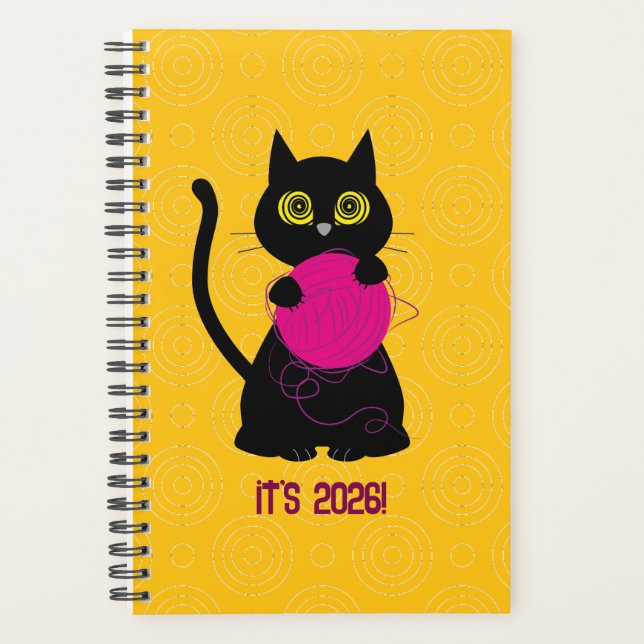 FOLIE! Planificateur 2026 – Tricot + Chat 🧶🐈‍⬛ (Devant)