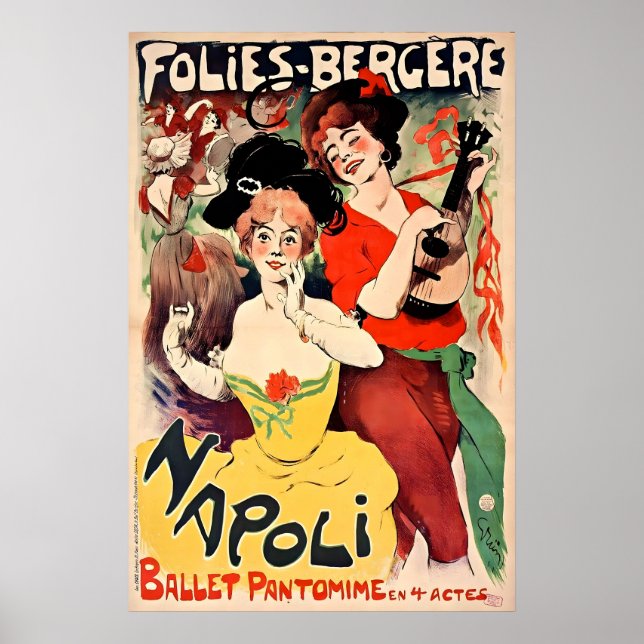Folies Bergère Paris 1901 IMPRIMÉ AFFICHE A5-A1 (Devant)