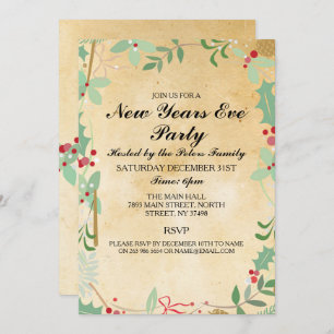 Folio d'hiver Vintage Nouvel An Invitation de la v