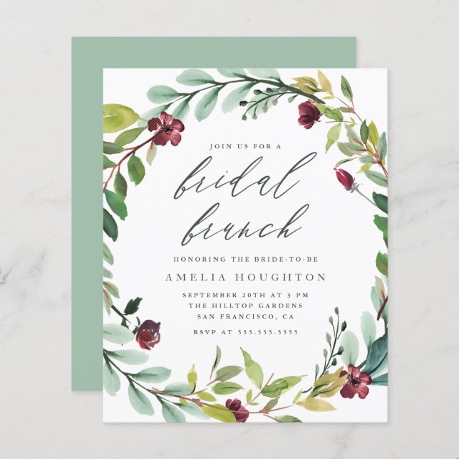 Folithe Budget Wreath Handcrit Bridal Brunch (Devant / Derrière)