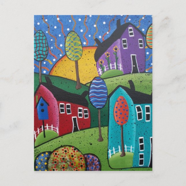 FOLK ART Big Sun par LORI EVERETT carte postale (Devant)