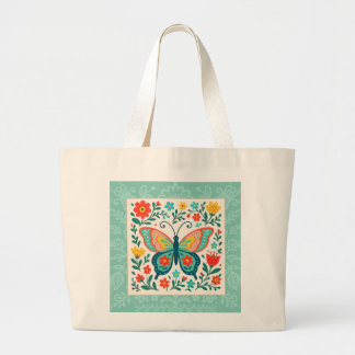 Folk Art Butterfly Tote Bag