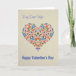 Folk Art Floral Heart Carte de Saint Valentin pour