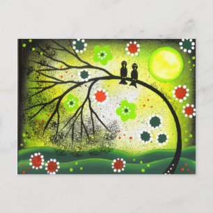 FOLK ART Inséparables PAR LORI EVERETT carte posta