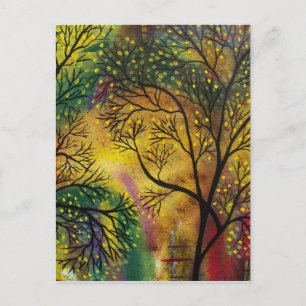 FOLK ART Lumière Derrière les arbres par carte pos
