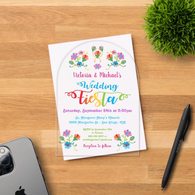 Folk Art mexicain Fiesta Faire-part de mariage acr (Insitu (Carte d'invitation))