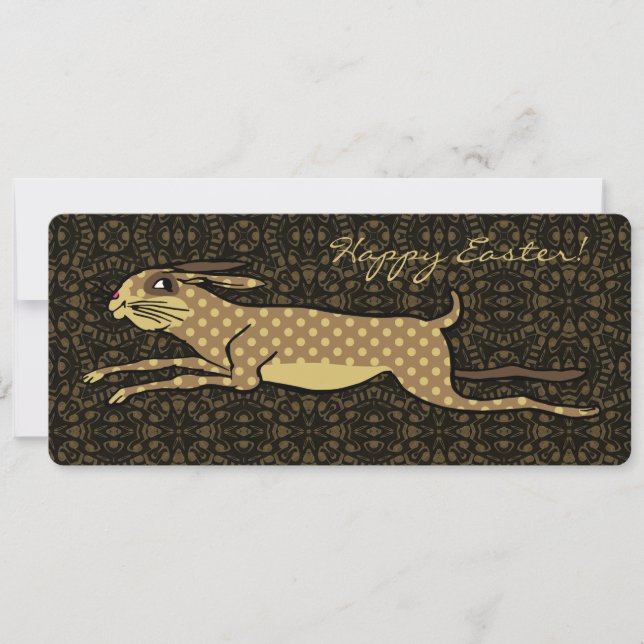 Folk Art Running Bunny Carte de Pâques personnalis (Devant)