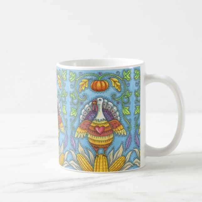 FOLK ART TURQUIE & CORN THANKSGIVING MUG Holiday (Droite)