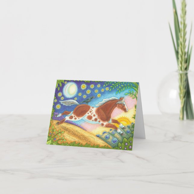 Folk Art WILD MUSTANG HORSE CARTE NOTE Vide (Devant)