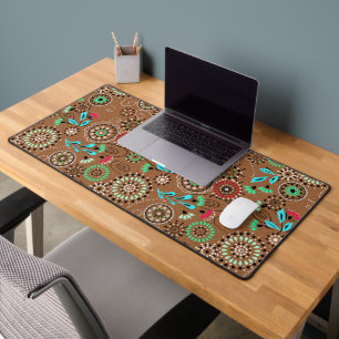 Folk ethnique abstrait motif floral brun rétro