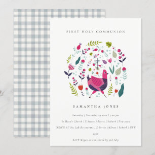 Folk Farm Floral Birdie Premier Invitation Communi