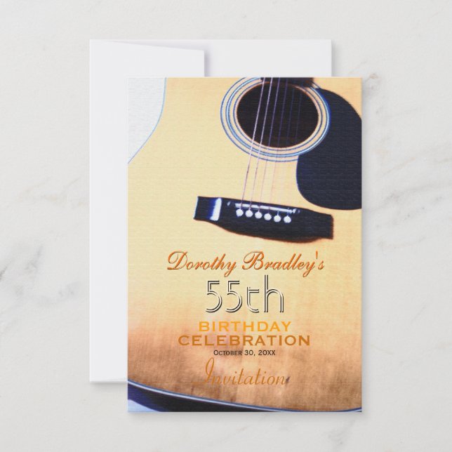 Folk Guitar 55e anniversaire fête Invitation perso (Devant)