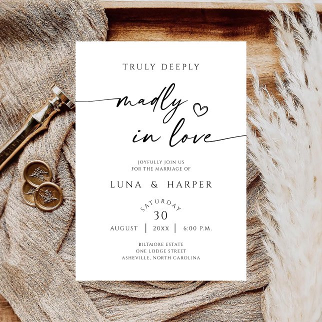 Folle Amoureuse Invitation De Mariage Élégante (Créateur téléchargé)