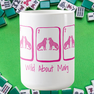 Folle de Mahj Tasse Rose Guépard Mahjong Tuiles Pr