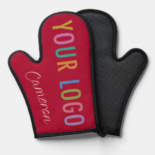 Foncé rouge four Mitt avec logo de l'entreprise et