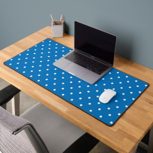 Fond bleu uni à motif de pois