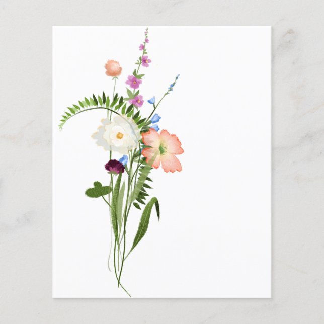 Fond de carnet de fleurs sauvages en bouquet (Devant)